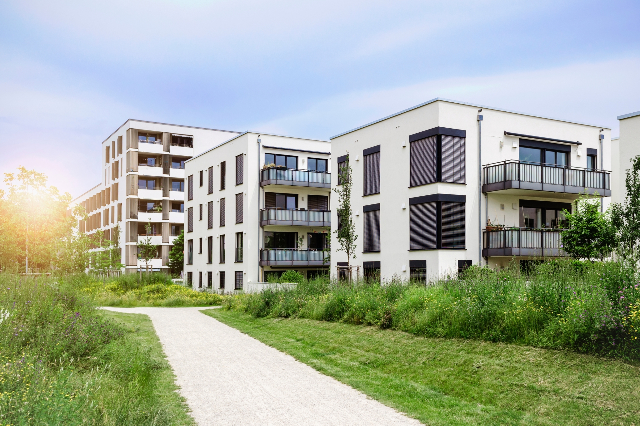 Residential,Buildings,Apartment,In,Green,City,Of,Germany.,Modern,High