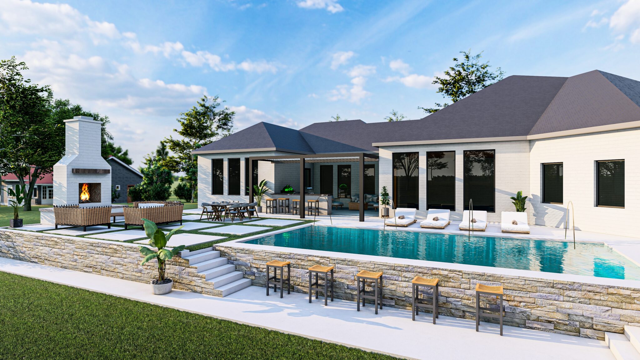 3d,Rendering,Of,Swimming,Pool,,Luxury,Pool